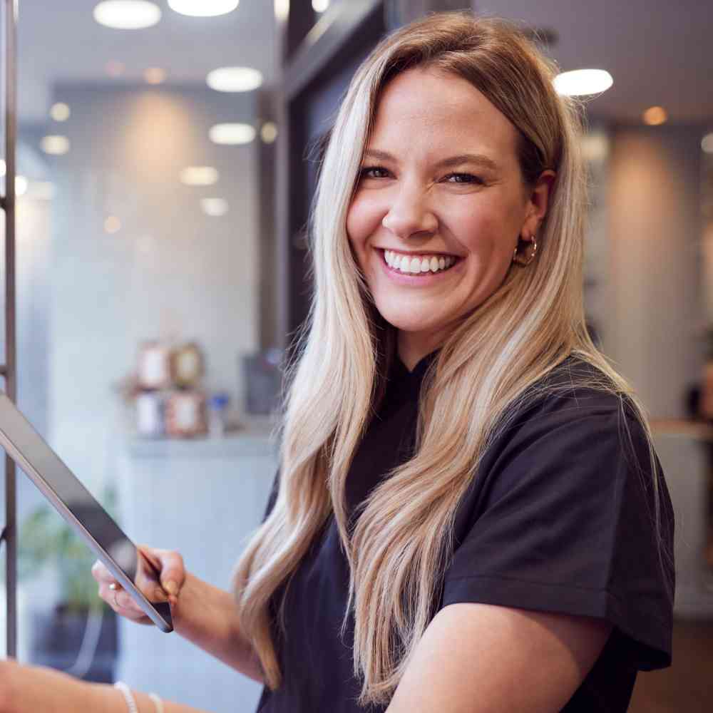 confident female business owner.